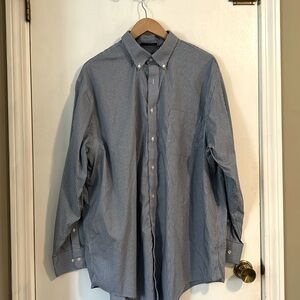 Men’s Land’s End navy blue and white check dress shirt like new